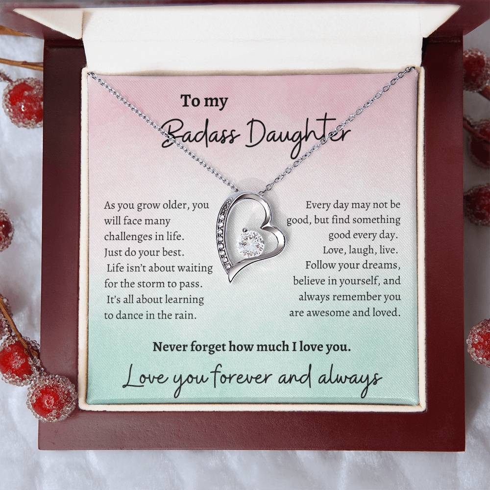 To my Badass Daughter Love Necklace