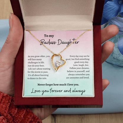 To my Badass Daughter Love Necklace