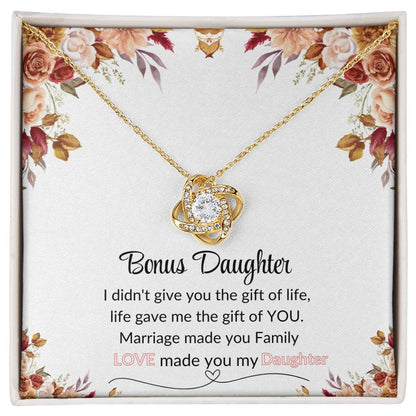 Bonus Daughter | Red Flower Love Knot Necklace