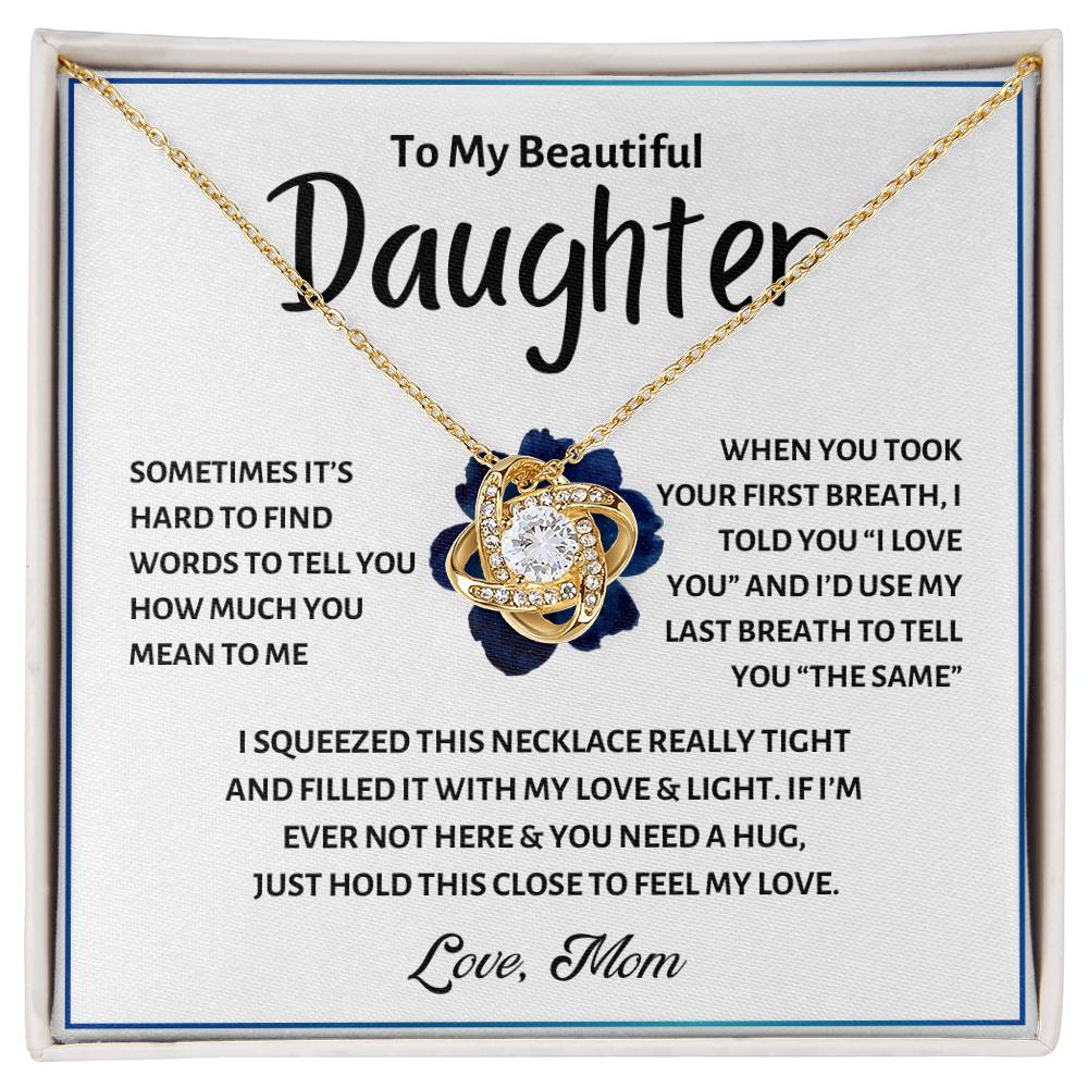 To My Beautiful Daughter | Blue Anemone Love Knot Necklace