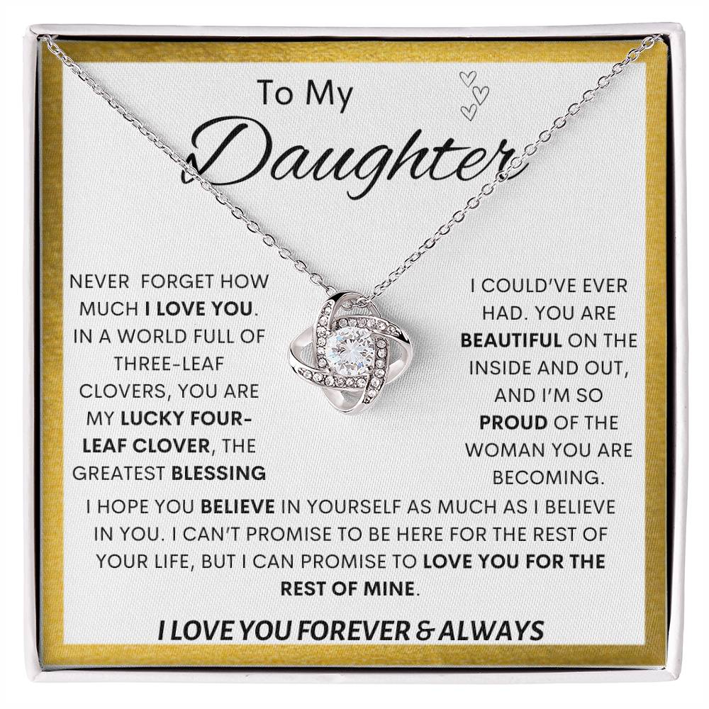 To My Daughter | Lucky Clover Love Knot Necklace