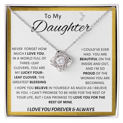 To My Daughter | Lucky Clover Love Knot Necklace