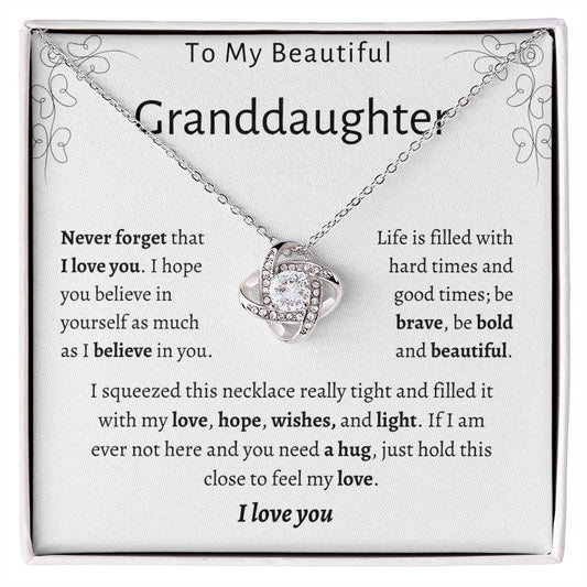 To My Beautiful Granddaughter | Love Knot Necklace