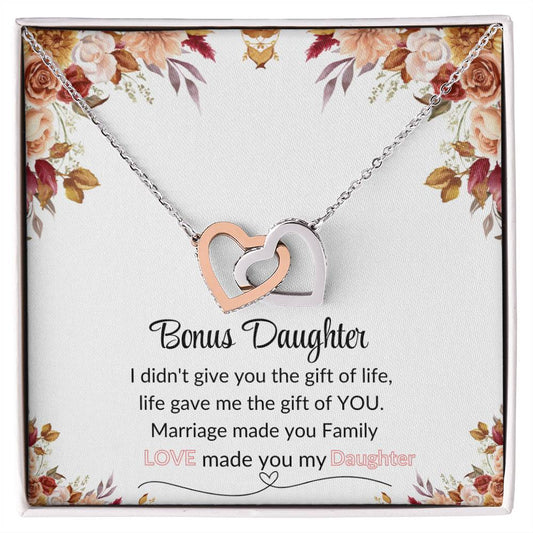 Bonus Daughter | Red Flower Interlocking Hearts Necklace