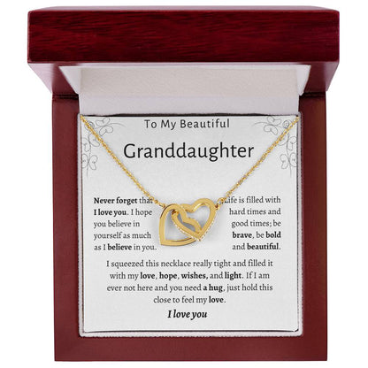 To My Beautiful Granddaughter | Interlocking Hearts Necklace