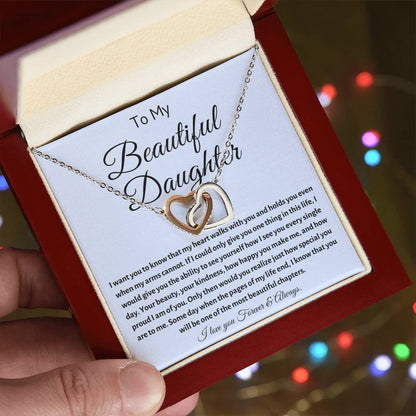 To My Beautiful Daughter | Interlocking Hearts Necklace