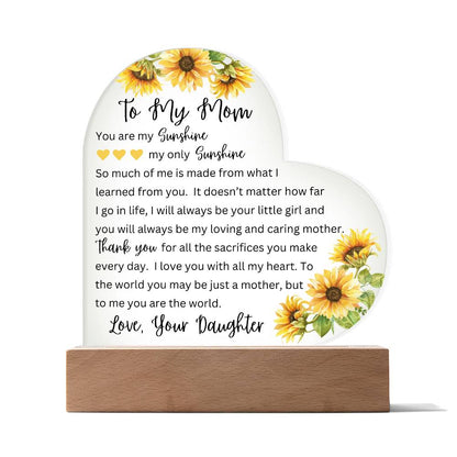 To My Mom from Daughter | Printed Heart Acrylic Plaque