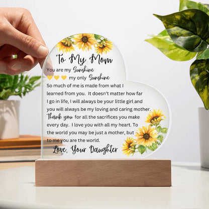 To My Mom from Daughter | Printed Heart Acrylic Plaque