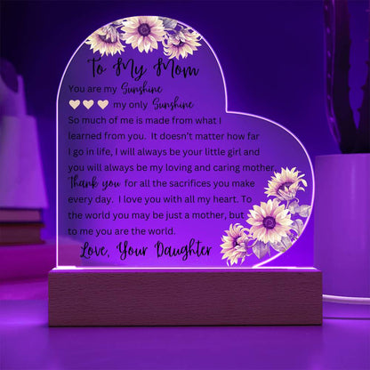 To My Mom from Daughter | Printed Heart Acrylic Plaque