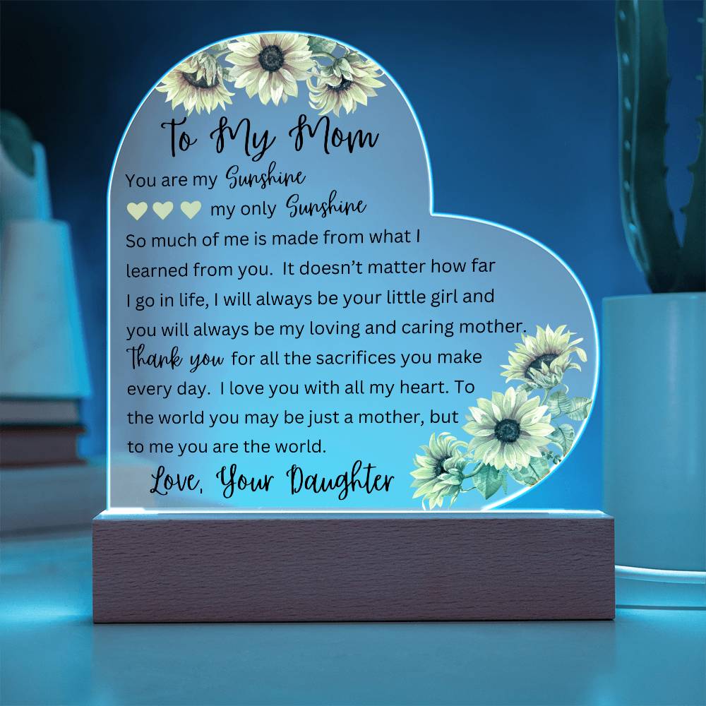 To My Mom from Daughter | Printed Heart Acrylic Plaque