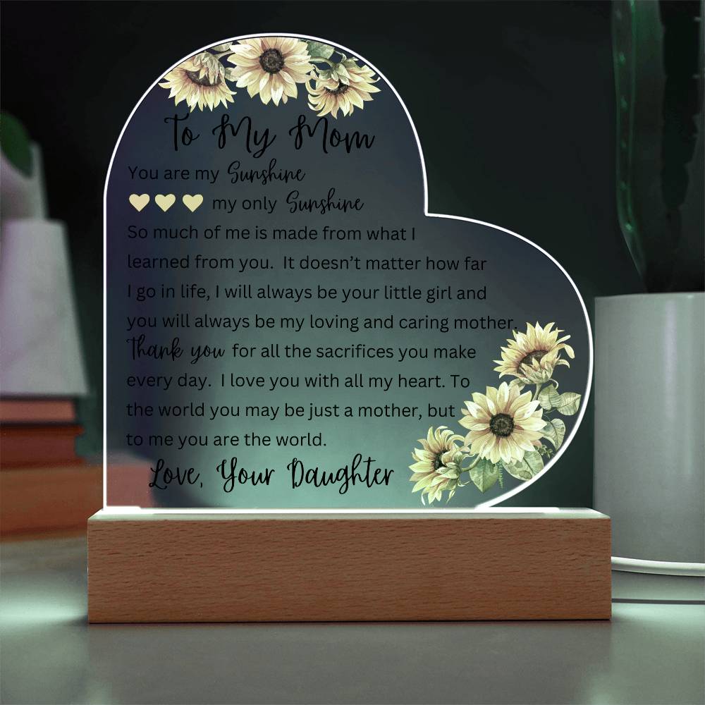 To My Mom from Daughter | Printed Heart Acrylic Plaque