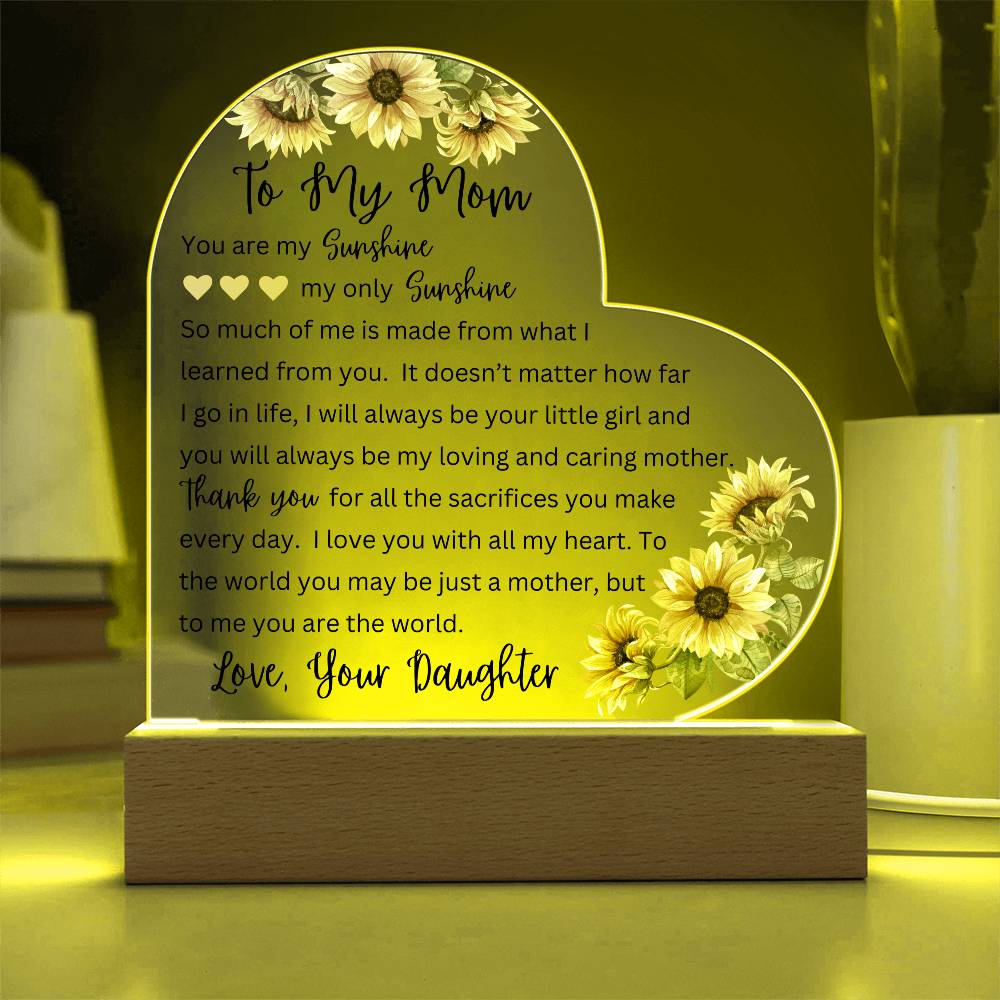 To My Mom from Daughter | Printed Heart Acrylic Plaque