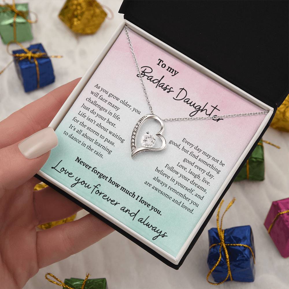 To my Badass Daughter Love Necklace