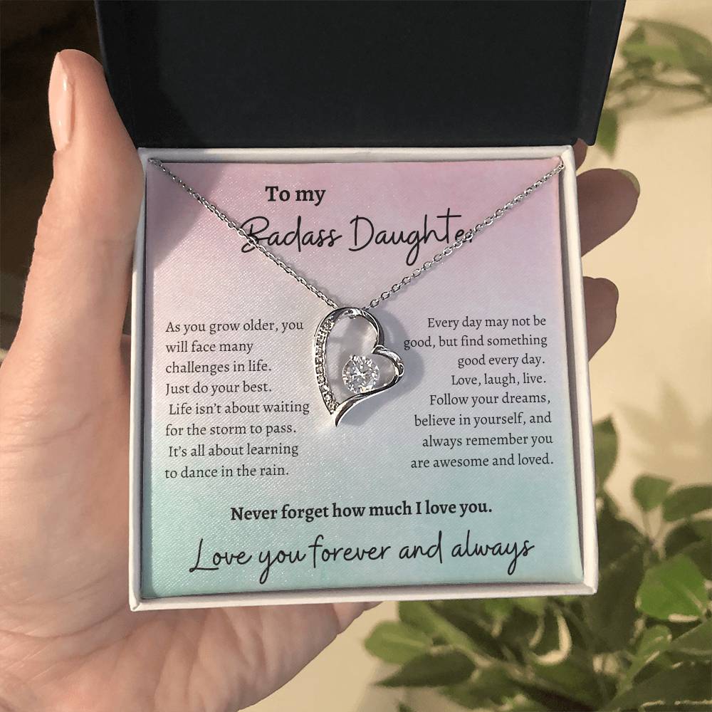 To my Badass Daughter Love Necklace